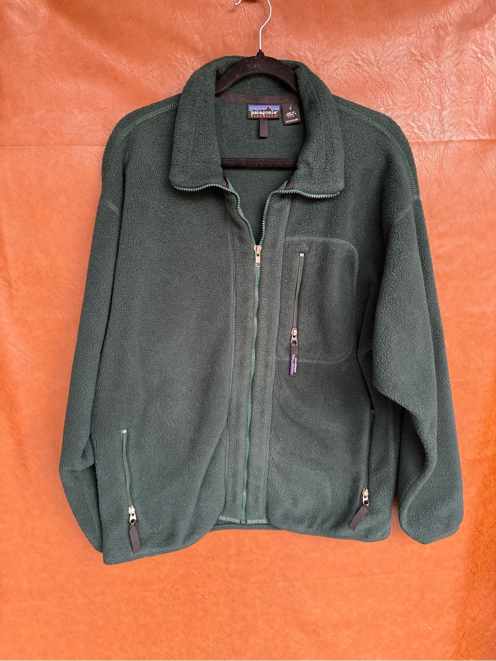 Vintage Patagonia Synchilla Fleece Jacket Mens L Green Made USA Full Zip 90s